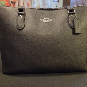 Coach Black Leather Tote Bag